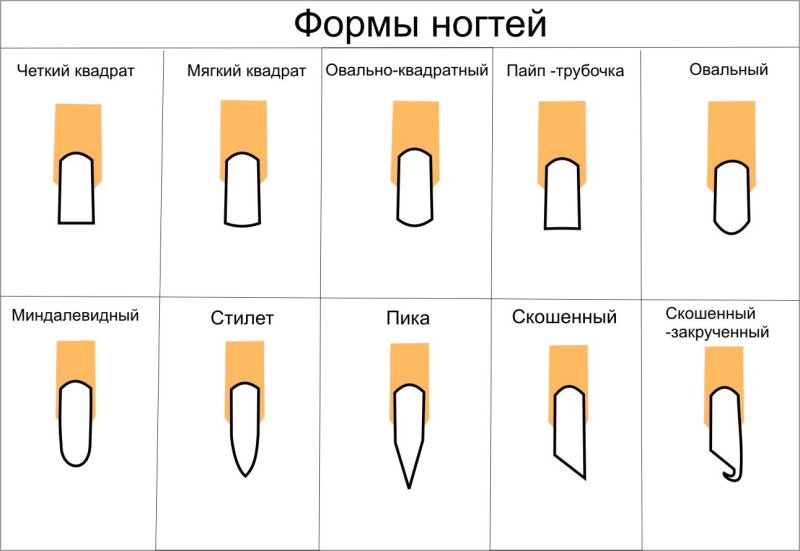 Виды форм ногтей