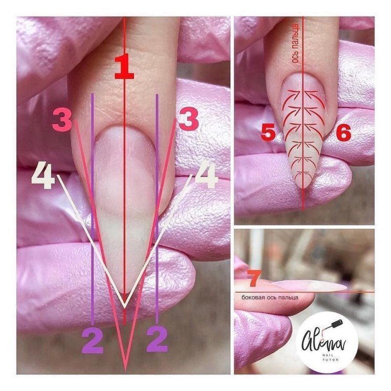 Схема опила формы ногтей овал