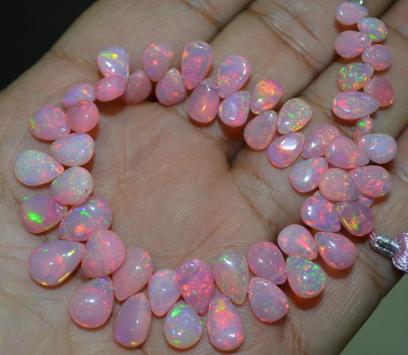 Pink opal stone камень