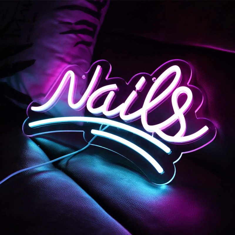 Неоновая вывеска nails