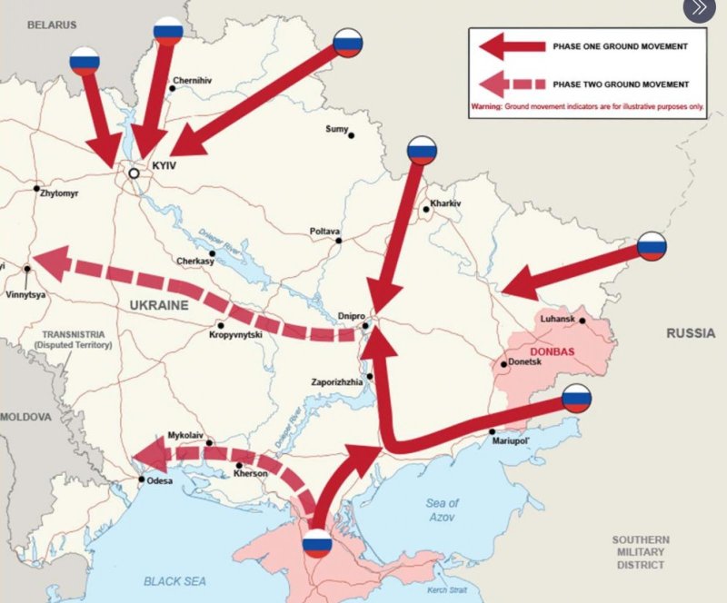 План нападения россии на украину на карте