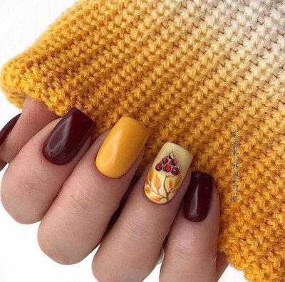Осенний маникюр на короткие ногти