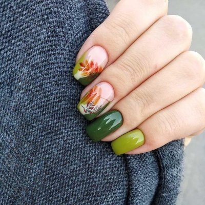 Маникюр на короткие ногти осенний
