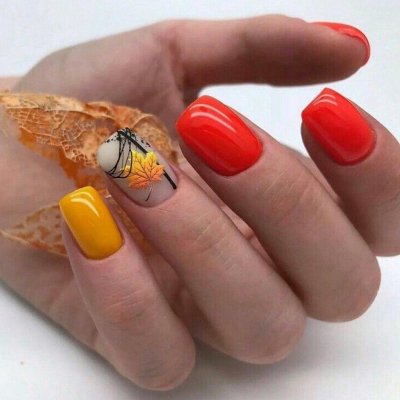 Осенний маникюр на короткие ногти