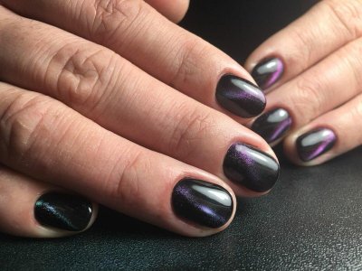 Кошачий глаз маникюр на короткие ногти