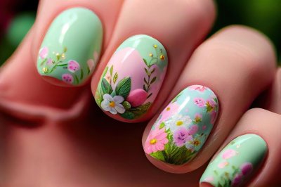 Весенний маникюр на короткие ногти