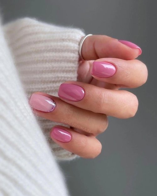 Ногти короткие розовые