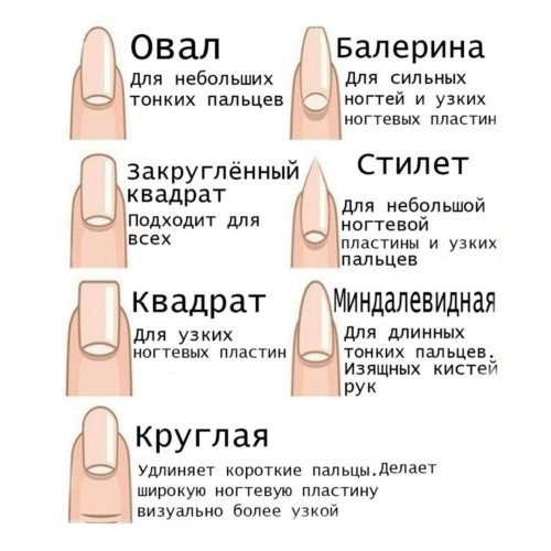 Виды форм ногтей