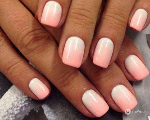 Омбре на короткие ногти