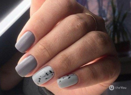 Серый маникюр на короткие ногти