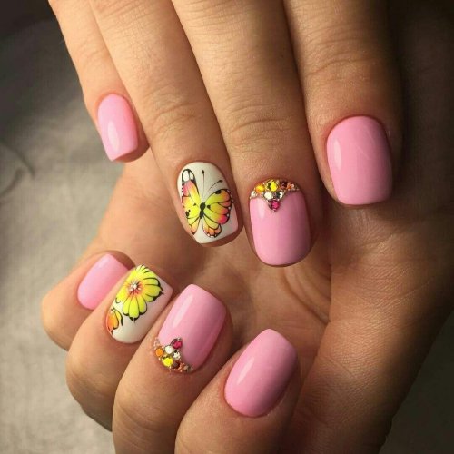 Летний дизайн на короткие ногти