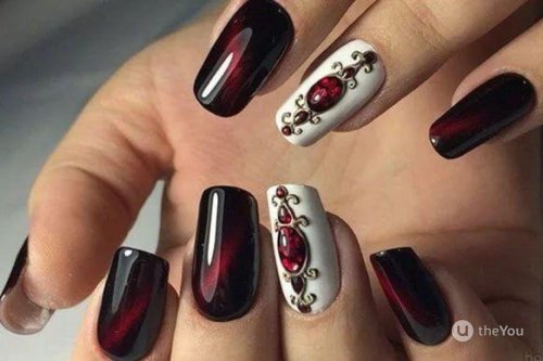 Кошачий глаз красный маникюр
