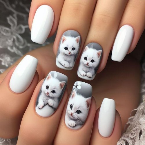 Маникюр с котиками