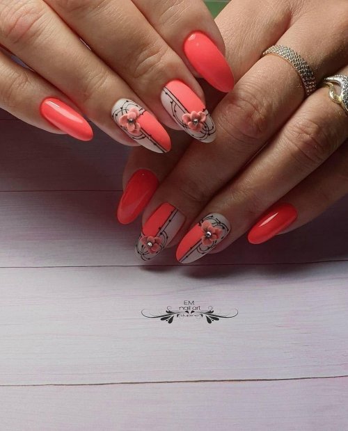 Коралловые ногти дизайн