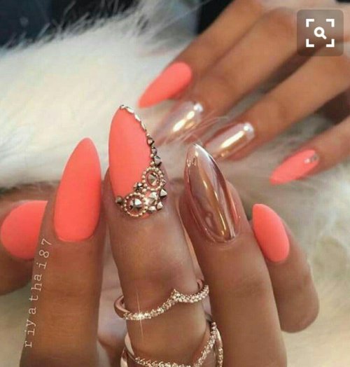 Коралловые ногти дизайн