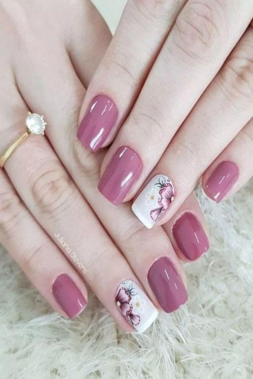 Весенний маникюр на короткие ногти