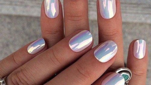 Маникюр на короткие ногти втирка жемчужная