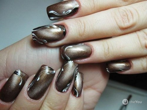 Маникюр кошачий глаз светлые