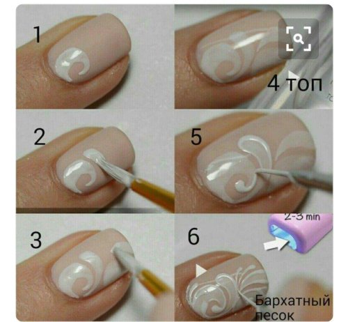 Вензеля на короткие ногти пошагово