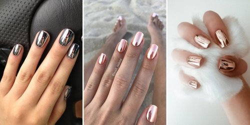 Зеркальный маникюр на короткие ногти