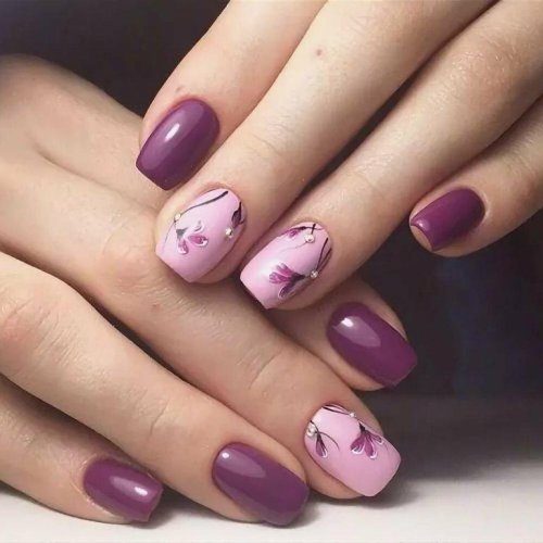 Маникюр на короткие ногти весенний