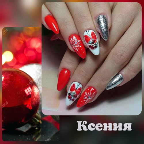 Новогодние ногти красные
