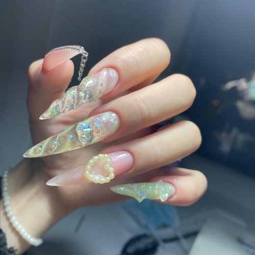 Прозрачные ногти дизайн