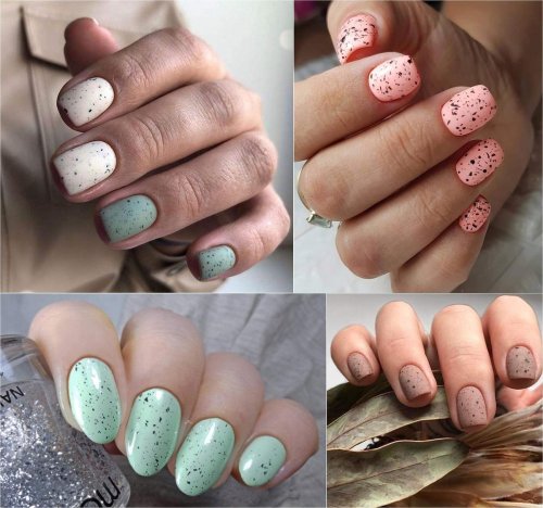 Маникюр перепелиное яйцо на короткие