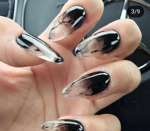 Черные прозрачные ногти