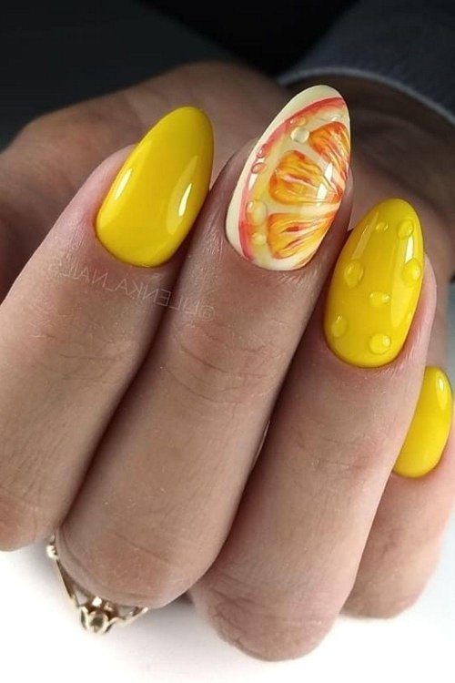 Ногти летние желтые