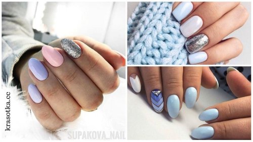 Пастельно голубой маникюр