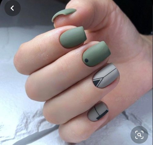 Маникюр хаки матовый