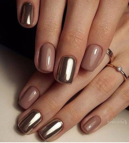 Зеркальный маникюр на короткие ногти