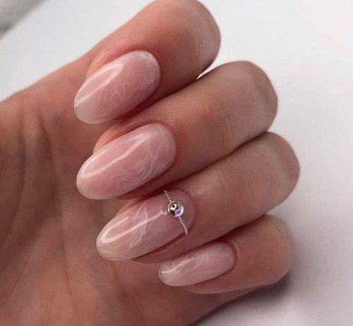 Нюдовый маникюр на короткие овальные ногти