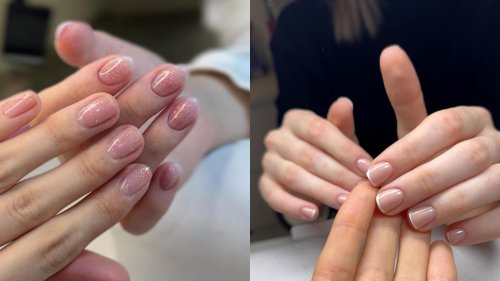 Полупрозрачный маникюр на короткие ногти