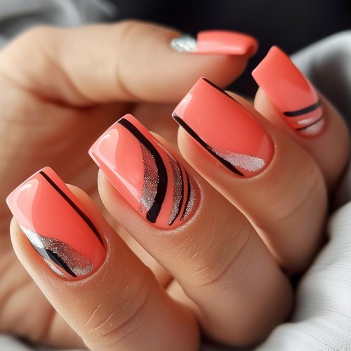 Коралловые ногти дизайн