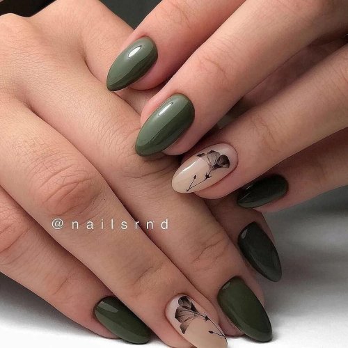 Маникюр цвета хаки