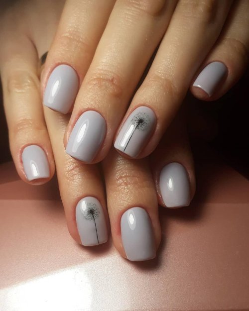 Маникюр на короткие ногти серый