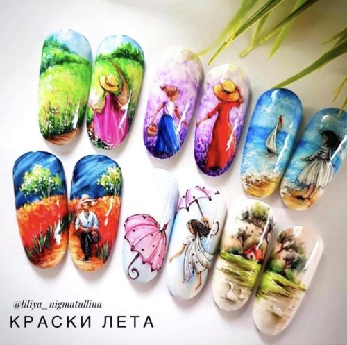 Акварель на ногтях