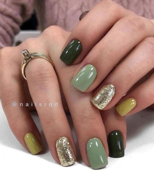 Дизайн маникюра зеленый