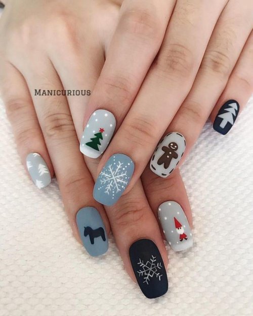 Новогодние маникюр