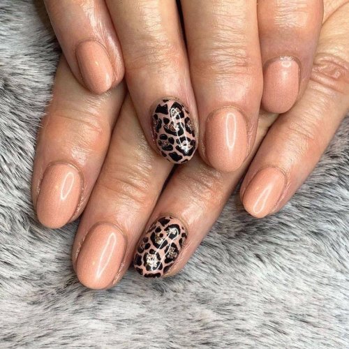 Маникюр на короткие ногти леопард