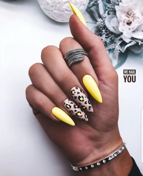 Маникюр на миндальные ногти животный принт