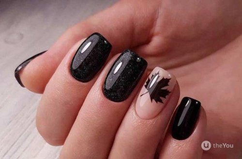 Маникюр на короткие ногти темные