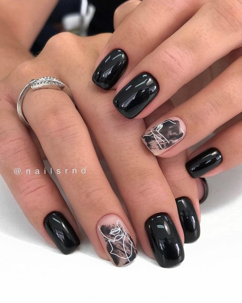 Черные ногти короткие