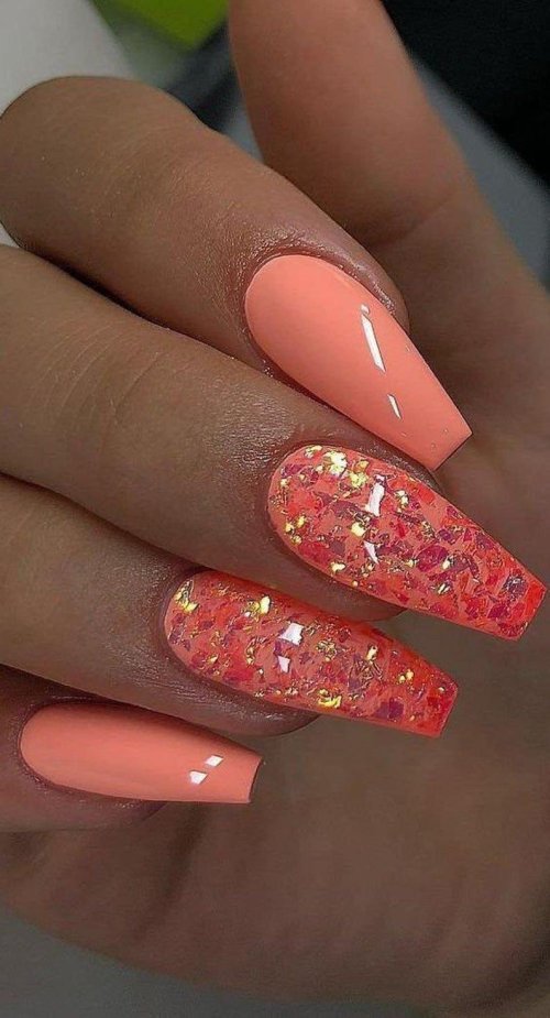Коралловые ногти дизайн