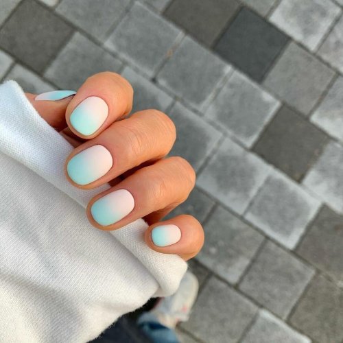 Омбре на короткие ногти