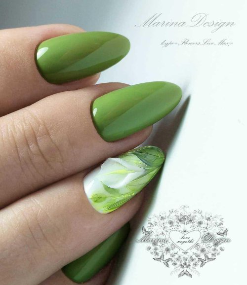 Маникюр зеленый марина дезинг