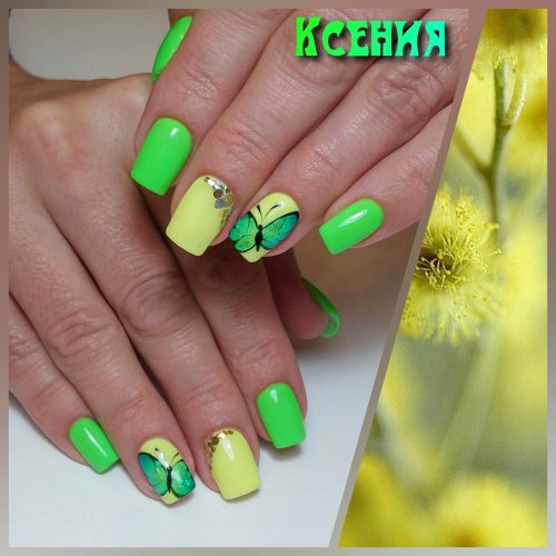 Яркие зеленые ногти
