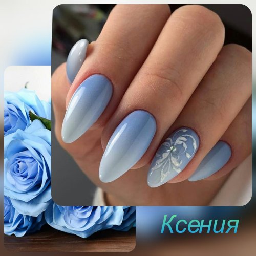 Маникюр в голубых оттенках